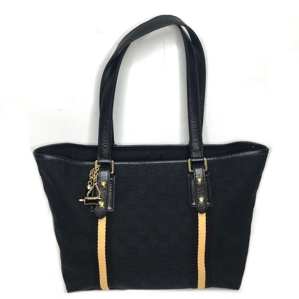 Gucci Black Tote with Gold Stripes